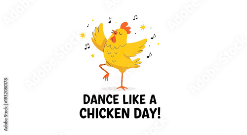 Cartoon Chicken Dancing on One Leg.