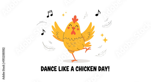 Cartoon Chicken Dancing with Music Notes 1.