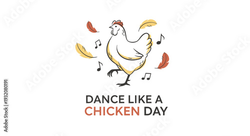 Cartoon Chicken Dancing with Music Notes 5.