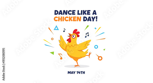 Cartoon Chicken Dancing with Music Notes 4.