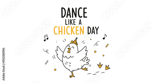 Cartoon Chicken Dancing with Music Notes 6.
