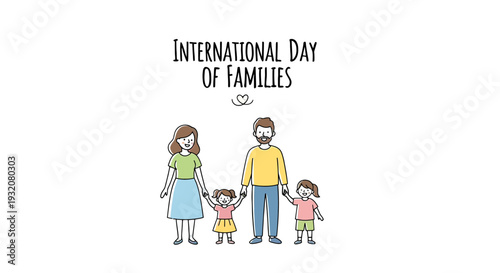 Family Illustration with Parents and Children.