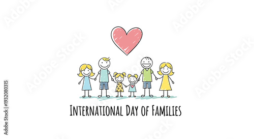 Family Members Standing Together with Heart.