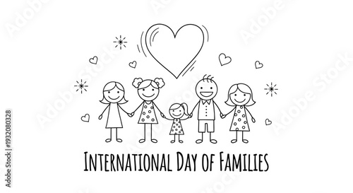 Hand drawn family illustration with heart 1.