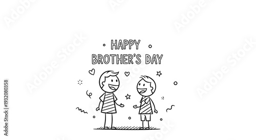 Happy Brothers Day Illustration of Two Boys.