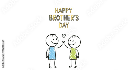 Happy Brothers Day Illustration Stick Figure Boys.