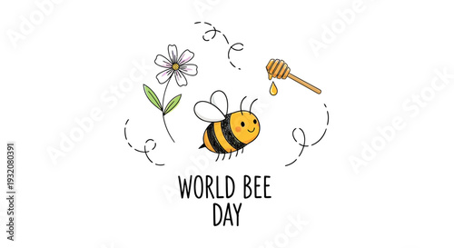 Happy World Bee Day Illustration with Bee.