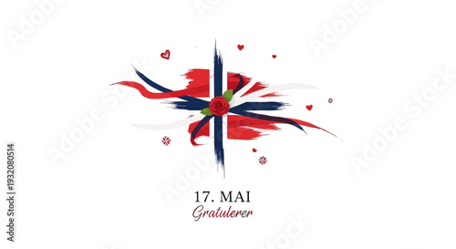 Norwegian Flag Design Element Celebration Concept.