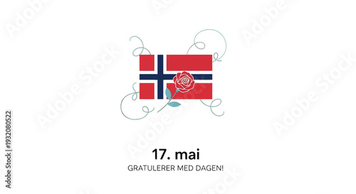 Norwegian Flag with May 17th Text.