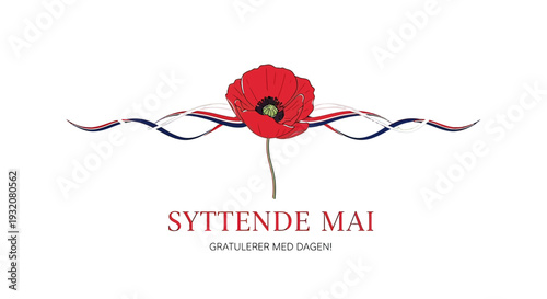 Red Poppy Flower Logo Design Element.