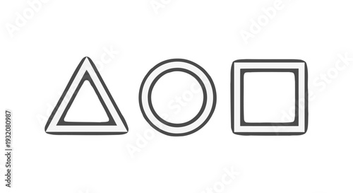 simple geometric shapes of triangle circle and square on white background ideal for game design elements and minimalist iconography