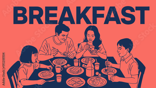 happy family eating a healthy breakfast together at the dining table depicting morning bonding and positive family moments.