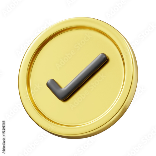 Check coin 3d icon gold