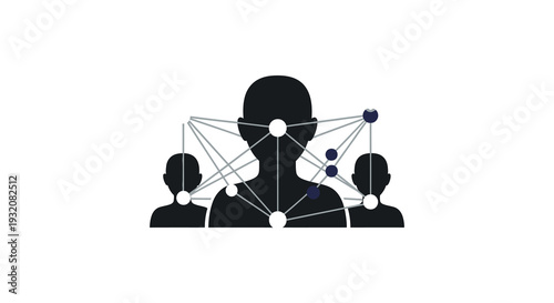 Silhouette figures connected by a network of nodes and lines symbolizing connection
