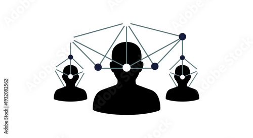 Network of people with connections visualized as lines emanating from head silhouettes