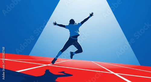 An energetic flat design illustration depicts a sporty silhouette in activewear, showcasing a dynamic outfit of the day. The vibrant colors and clean lines emphasize movement and a healthy lifestyle.