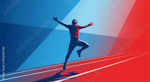 An energetic flat design illustration depicts a sporty silhouette in activewear, showcasing a dynamic outfit of the day. The vibrant colors and clean lines emphasize movement and a healthy lifestyle.