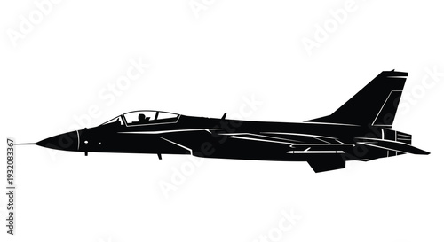 Silhouette of a modern fighter jet against a clean white background