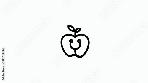 A medical logo composed of a black apple design with a stethoscope symbol
