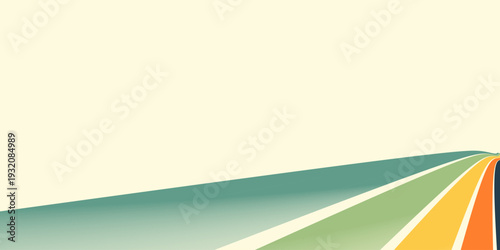 Abstract colorful 70s background vector. Vintage retro wallpaper with rainbow stripes and wavy lines. A 1970 color illustration suitable for posters, banners, decorative items and wall art.