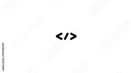 A simple, minimalist image with black code closing tag in the center of a white background