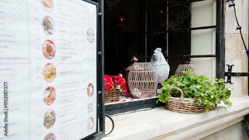 Interior decoration on an open window in one of the cafés in Warsaw.