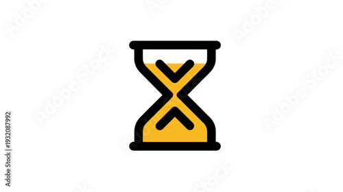 A digital illustration of an hourglass in yellow and black, showcasing the passage of time