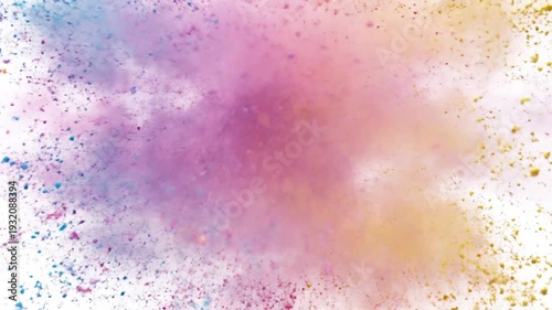 Vibrant Pink and Purple Powder Explosion on White Background.