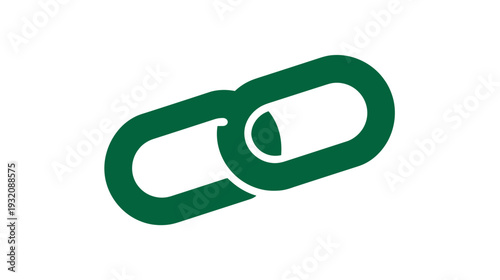 A green chain link graphic positioned at a slight angle on a white background