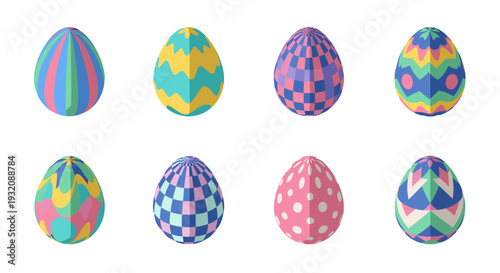 Colorful decorated easter eggs arranged in a row