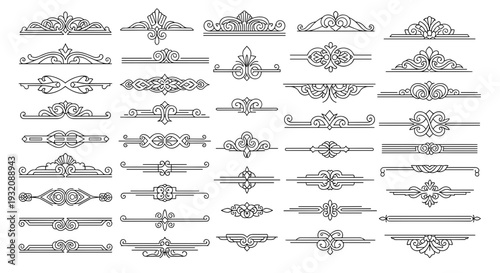 Set of vintage decorative dividers and borders for design projects