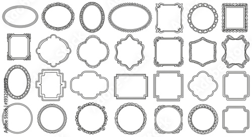 Collection of various geometric frame shapes for design and decoration