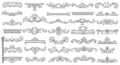 Collection of vintage decorative flourishes and ornate embellishments