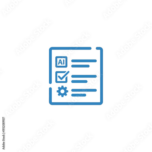 AI checklist and gear icon representing automation and task management for business efficiency and technology