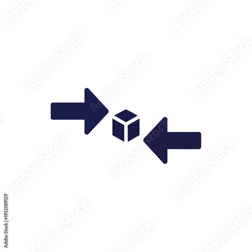 Minimalist icon illustrating the universal concept of compression and size reduction. This graphic symbolizes efficiency, optimization, and compacting elements
