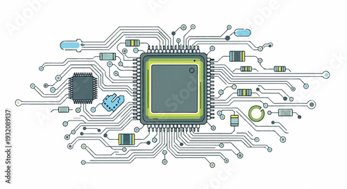 Central Processing Unit CPU Microchip Circuit Board Components.