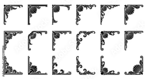 Decorative corner design with intricate floral patterns for borders