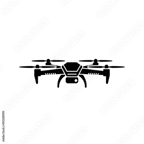 Minimalist Black Drone Icon Modern Quadcopter Symbol for Advanced Flying Technology and Remote Control Aerial Devices