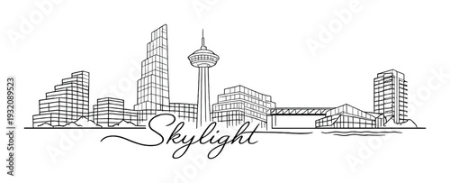 City skyline outline with tower and 'skylight' lettering