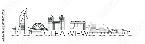 Clearview skyline drawing with dome and mixed architecture