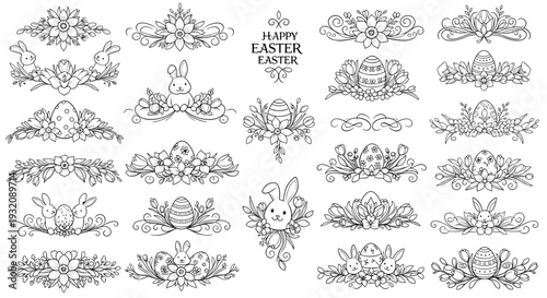 Set of decorative vintage floral borders and frames for design