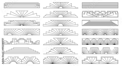 Collection of decorative geometric patterns with symmetrical designs