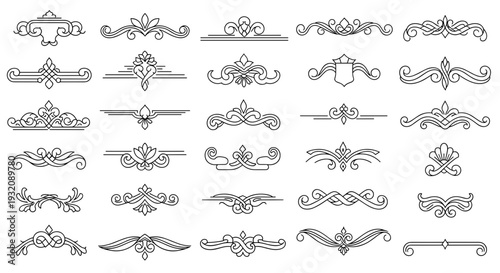 Set of vintage ornamental decorative flourish design elements