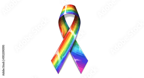 Colorful rainbow ribbon symbolizing awareness and support causes