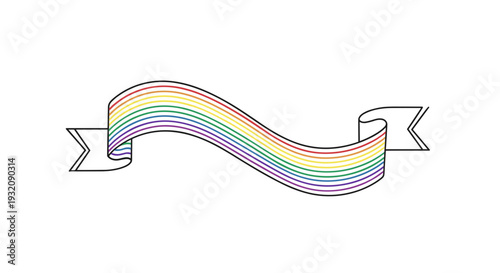 Colorful rainbow ribbon with a banner
