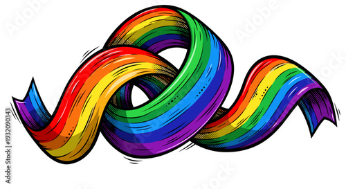 Colorful rainbow ribbon flowing in a dynamic and artistic manner
