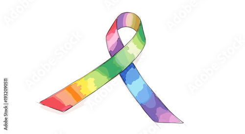 Colorful awareness ribbon symbolizing support and unity for health