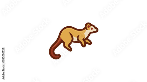 A side-view illustration of a small animal with a long tail and a tan and brown color scheme