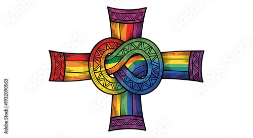 Colorful rainbow cross symbol representing diversity and inclusion
