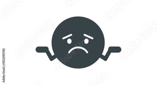 Angry emoticon icon with furrowed eyebrows and frowning face.